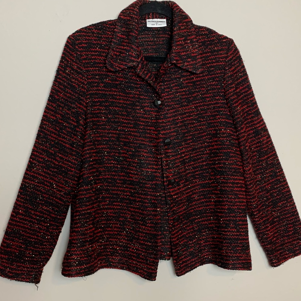 Alfred Dunner 12 blazer red black button downed